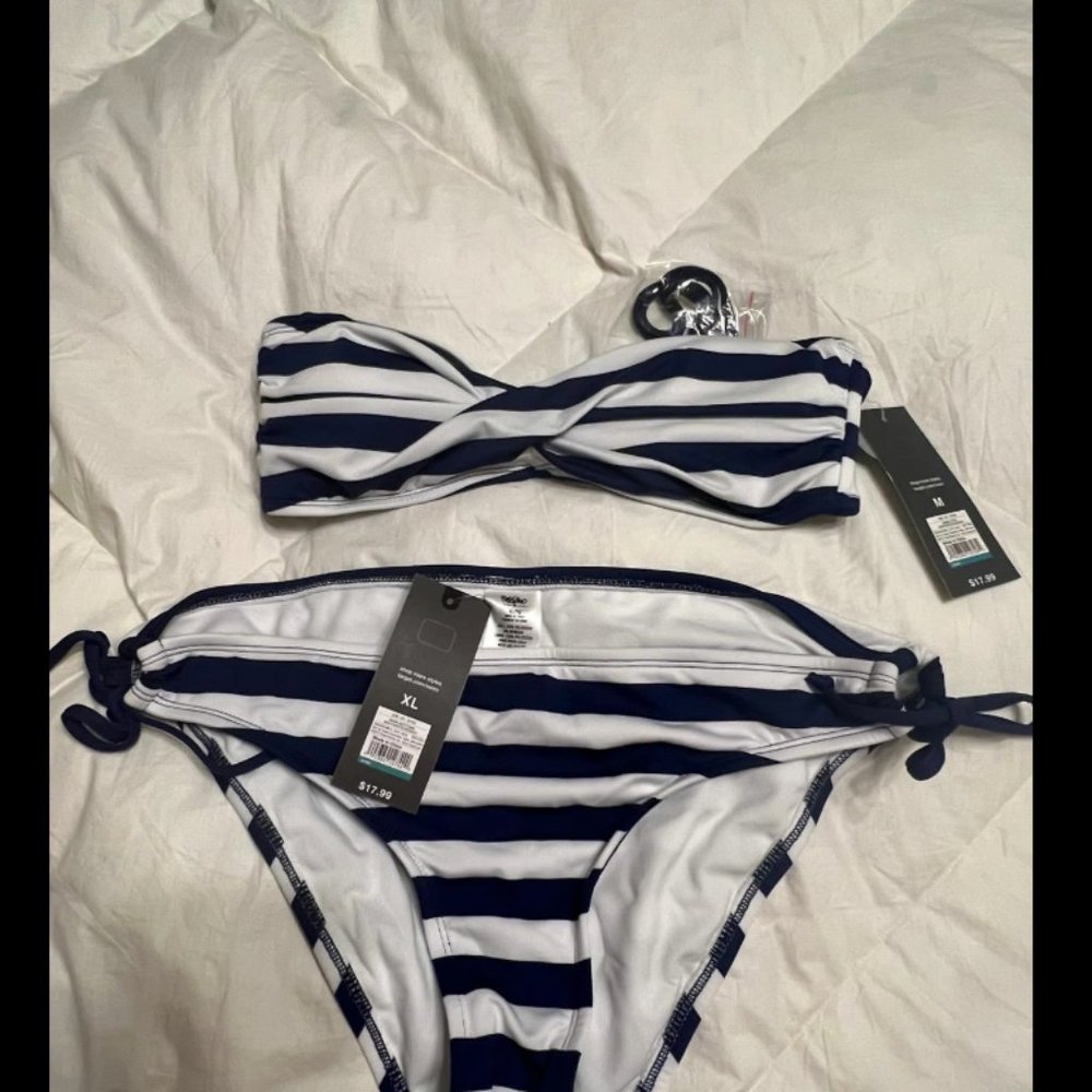 Mossimo blue and white striped bikini